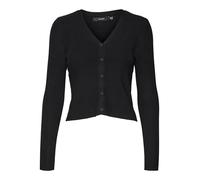 VERO MODA Women's Vmglory Rib Ls V-Neck Cardigan Ga Noos Sweater, Black, L