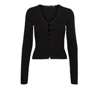 VERO MODA Women's Vmgold Rib LS V-Neck Button Jumper Knitted, Black, M