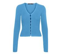 VERO MODA Women's Vmgold Rib LS V-Neck Button Jumper Knitted, Bonnie Blue, L