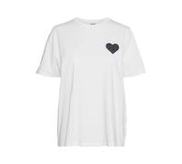 VERO MODA Women's Vmhalle Caty SS Top Box JRS Ga T-Shirt, Snow White/Detail: Heart, S