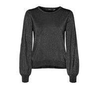 VERO MODA Women's Vmhappyshine Ls O-nk Scallop Pull Boo Knitted Jumper, Black/Detail: w. DTM Lurex, XS