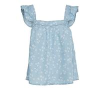 VERO MODA Women's VMHARPER SL Frill Short TOP Vest, Light Blue Denim/Print:AOP, M