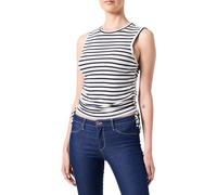 VERO MODA Women's Vmholly SL Short Top JRS SPE, Silver Lining/Stripes: Navy Blazer, M