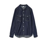 VERO MODA Women's Vmjennie LS Denim Shirt Mix Ga Noos, Dark Denim Blue, S