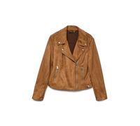 Faux Suede Short Jacket Cognac