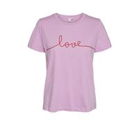 VERO MODA Women's Vmkami S/S O-Neck T-Shirt JRS BTQ Top, Pastel Lavender/Print: Tonado Love, S