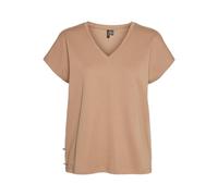 VERO MODA Women's Vmkarin Ava Ss Top Box JRS Ga T-Shirt, Tigers Eye/Detail: 6 Buttons on Side, M