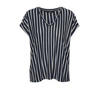 VERO MODA Women's Vmlana Ss V-Neck Top JRS Ga, Navy Blazer/Stripes: Snow White, S