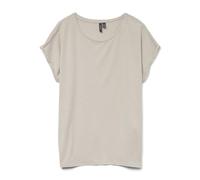VERO MODA Women's Vmlava Plain Ss Top Ga T-Shirt, Oatmeal/Stripes: Gold Lurex, L