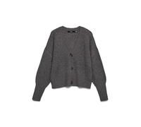 VERO MODA Women's Vmlea LS V-Neck Cuff Cardigan Noos Sweater, Asphalt/Detail: w. Phantom/Tornado, L