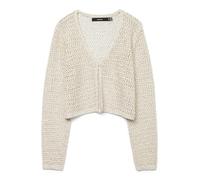 VERO MODA Women's Vmleilani Mesh LS V-Neck Short Cardigan, Birch, L