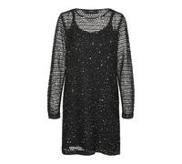 VERO MODA Women's Vmleilani New LS O-Neck Short Dress mini, Black/Detail: w. Silver Sequins, S
