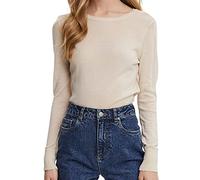 Vero Moda Women's VMLINNEA LS O-Neck Scallop Blouse GA Boo Pullover Sweater, Birch, S