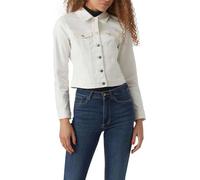 VERO MODA Women's Vmluna LS Slim DNM Jacket Mix Ga Noos Jacket, Cloud dancer, S