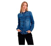 VERO MODA Women's Vmmaria LS Denim Slim Shirt Mix New Noos Blouse, Medium Blue (Medium Blue Denim), L