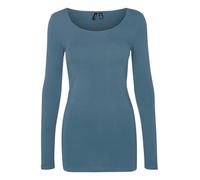 VERO MODA Women's Vmmaxi My Ls Soft Long U-Neck Ga Noos Long-Sleeved Shirt, Blue (Bluestone), XS