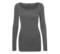 VERO MODA Women's Vmmaxi My Ls Soft Long U-Neck Ga Noos Long-Sleeved Shirt, Grey (medium grey blend), L