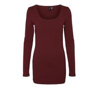 VERO MODA Women's Vmmaxi My Ls Soft Long U-Neck Ga Noos Long-Sleeved Shirt, Red (Cabernet), S