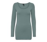 VERO MODA Women's Vmmaxi My Ls Soft Long U-Neck Noos' Long-Sleeved Shirt, Stormy Sea, S