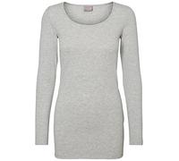 VERO MODA Women's Vmmaxi My Ls Soft Long U-Neck Noos Sleeve Top, Grey (Light Melange), 36 (Manufacturer Size: Small)