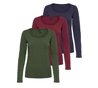 VERO MODA Women's Vmmaxi My Ls Soft Uneck Ga Noos Long Sleeve Shirts, 1 x Night Sky, 1 x Port Royale, 1 x Rifle Green, L