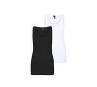 VERO MODA Women's Vmmaxi My Soft Long Tank Top 2 Pack, Black/Pack: Bright White, S