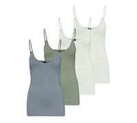 VERO MODA Women's Vmmaxi My Soft V Singlet Noos Top, Pack of 4 (2 x Lightest Sky, Hedge Green, Citadel), XS