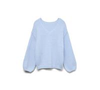 VERO Moda Women's Vmmaybe Ls 2Way V-Neck Pullover Noos, Cashmere Blue, M