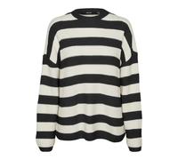 VERO MODA Women's Vmnatahlie LS O-Neck Pullover Ga Noos Sweater, Black/Detail:Small Stripes Birch, XL