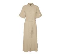 VERO MODA Women's VMNATALI NIA 2/4 Calf Shirt Dress WVN, Irish Cream, L