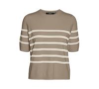VERO Moda VMSABA Plain SS O-Neck Pullover GA NOOS, Silver Mink/Stripes:w Birch, M