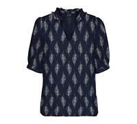 VERO MODA Women's Vmsara 2/4 V-Neck Top WVN BTQ, Navy Blazer/AOP: sara, M