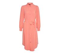 VERO MODA Women's Vmsara LS Calf Shirt Dress WVN, Georgia Peach, S