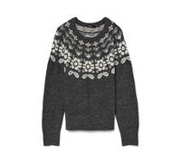 VERO MODA Women's Vmsimone LS Nordic Pullover Ga Rep Boo Knitted Jumper, Dark Grey Blend, M