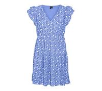 VERO MODA Women's Vmsoney Lace Sl V-Neck Short Dress WVN, Little Boy Blue/Detail:Snow White Lines, M