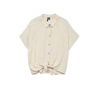 VERO MODA Women's Vmthea SS Tie Shirt WVN Noos, Moonbeam, M
