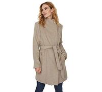 Vero Moda Women's VMTWODOPE Belt 3/4 Wool Jacket GA NOOS, Silver Mink/Detail:Melange, L