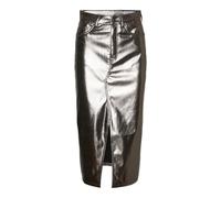 VERO MODA Women's Vmveri Hr Calf Pl Skirt Noos midi, Chrome Grey, M