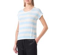 VERO MODA Women's Vmwide Sl Top Ga JRS Noos, Dutch Canal/Stripes: Snow White, L