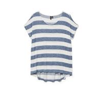 VERO MODA Womens Vmwide Stripe S/L Top Ga Noos T-Shirt, China Blue/Stripes: Snow White, XL UK