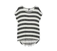 VERO MODA Women's Vmwide Stripe S/L Top Noos T-Shirt, Multi-Coloured (Black Snow White), Large
