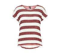 VERO MODA Women's Vmwide Stripe S/l Top Noos T-Shirt, Rote Und Weiße Streifen, S