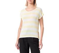 VERO MODA Women's Vmwide Stripe SL Ga JRS Noos Top, Mellow Yellow/Stripes: Snow White, XXL