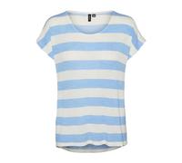 VERO MODA Women's Vmwide Stripe Sl Top Ga JRS Noos, Azure Blue, L