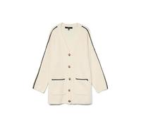 VERO MODA Women's Vmzora LS V-Neck Cardigan, Birch/Detail: w. Chocolate Cake Stitch, L