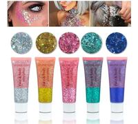 Veroa 5Pcs Face Chunky Glitter Gel,75ml Mermaid Sequins Holographic Glitter