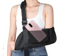 Veroa Arm Sling for Women & Men - With Pockets,Plus Size,Adjustable Sling for Arm Support - Soft and Breathable With a Foam Neck Pad Shoulder Sling - Right and Left(Black/L)