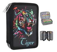 Veroa Large Pencil Case for Boys with 3 Compartments - 57 Pockets Large Capacity Black Animal Pencil Cases - for School,Teenagers,Kids,Boys,Girls