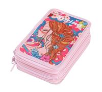 Veroa Pencil Case with 3 Compartments - Square, Pink girl, L, cute