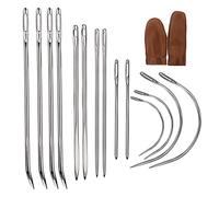 Veroave 16 Pcs Leather Sewing Needles, Heavy Duty, Silver, Stainless Steel, Blunt Point, Includes Curved, Sack, Hand Sewing, Leather, Carpet Canvas Repair